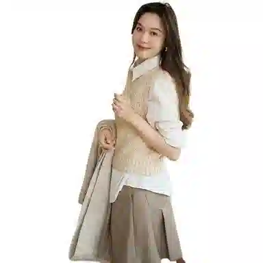 美洋 纯色立领短款马甲 女款 杏色