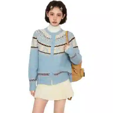 柏黛妃 复古提花针织简约百搭卫衣 女款