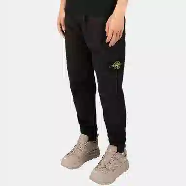 Stone Island Satin Tapered Cargo Pants Black