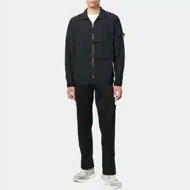 Stone Island Logo Collar Jacket Black