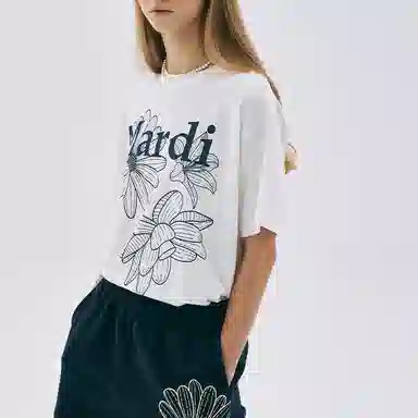 MARDI MERCREDI TSHIRT TRIPLE FLOWER_IVORY NAVY SS25T