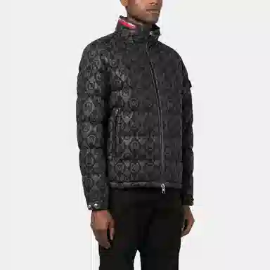 Moncler Letter Print Zip-Up Jacket Black