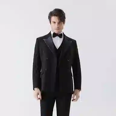 恒源祥 双排扣翻领纯色西装 男款 黑色