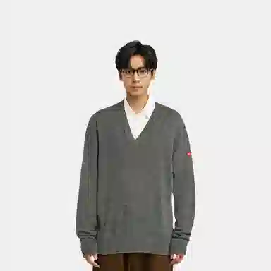 CDG Play V-Neck Sweater Grey