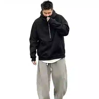 悍戈 美式重磅高街潮牌半拉链痞帅宽松休闲潮流时尚百搭卫衣 男女同款
