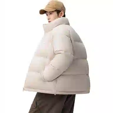 鸭鸭 户外运动韩系加厚保暖短款冬季外套纯色韩版休闲基础百搭立领面包羽绒服 男女同款