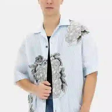 JW Anderson Floral Print Short Sleeve Shirt Blue