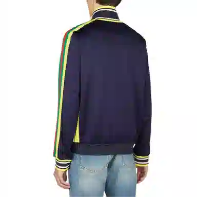 GUCCI Striped Zip-Up Jacket Blue