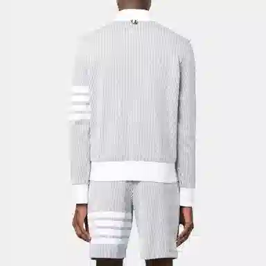 Thom Browne SS23 Classic Four-Bar Crewneck Sweatshirt Light Grey
