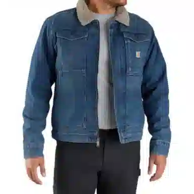 Carhartt 105478 Denim Sherpa-Lined Jacket Relaxed Fit Beech