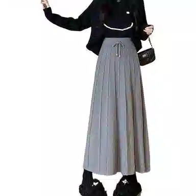 恒源祥 时尚百搭纯色百褶裙休闲长裙 女款