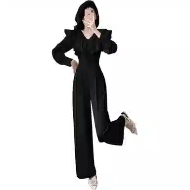 沐晓欣 长款荷叶边气质小众连体裤 女款