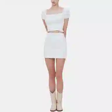 NOT YOUR ROSE SS25 Corset crop blouse (White)