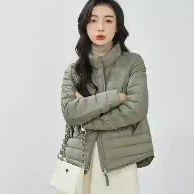 鸭鸭 轻薄短款时尚立领修身显瘦纯色羽绒服 女款