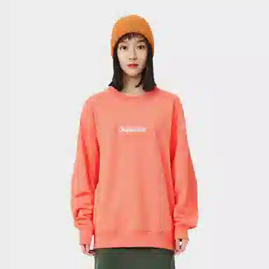 Supreme FW18 Box Logo Crewneck Fluorescent Pink