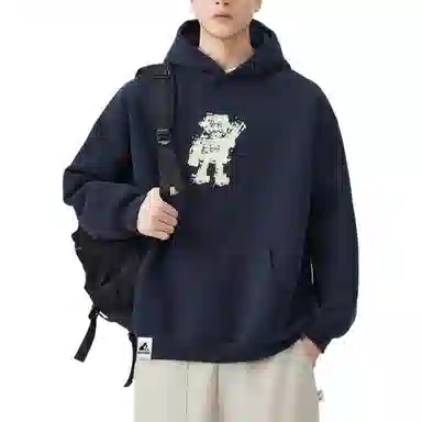 帝狼牛 潮牌小众美式复古高街宽松潮流百搭高级设计感连帽上衣 卫衣 男女同款