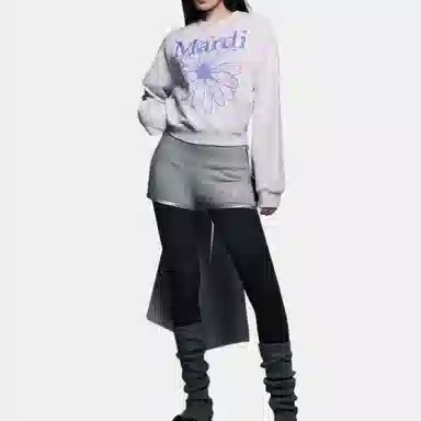 Mardi Mercredi Raglan Flowermardi Stone Embellished Heather Purple