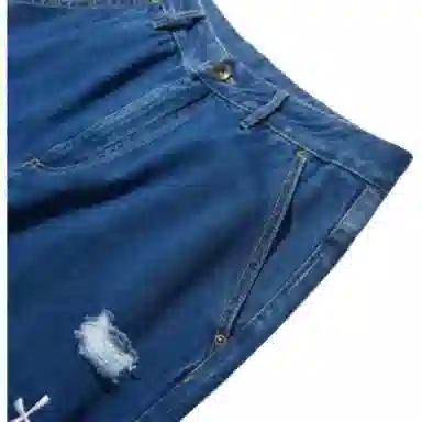 中国李宁 字母中腰直筒牛仔裤 男款 深牛仔蓝