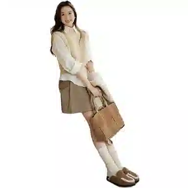 美洋 纯色立领短款马甲 女款 杏色