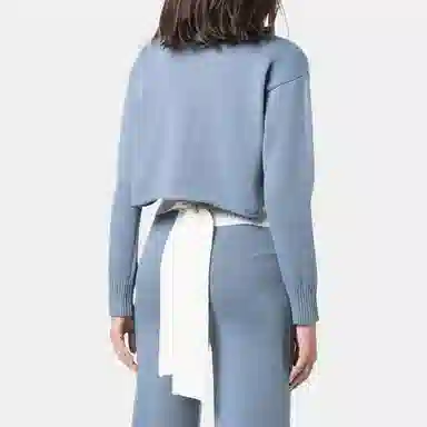 MM6 Maison Margiela FW21 Contrast Hem Wool Sweater Blue