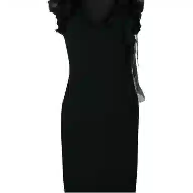 纪梵希 荷叶边直筒纯色无袖连衣裙 女款