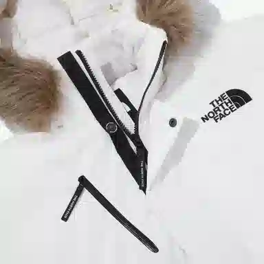 The North Face Logo Embroidered Zip Hoodie Jacket Cream
