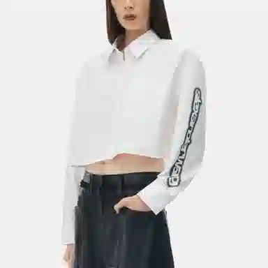 alexander wang Halo Print Cropped Button-Up Shirt