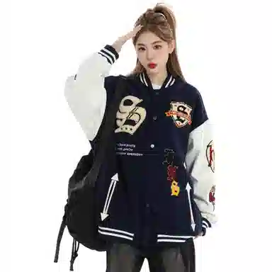 JIMI&JONS Embroidered Badge Baseball Jacket