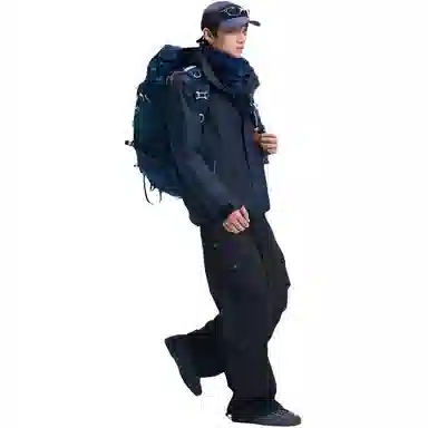 探路者  纯色拉链连帽三合一  防水防风透气保暖冲锋衣 男款 蓝岩黑