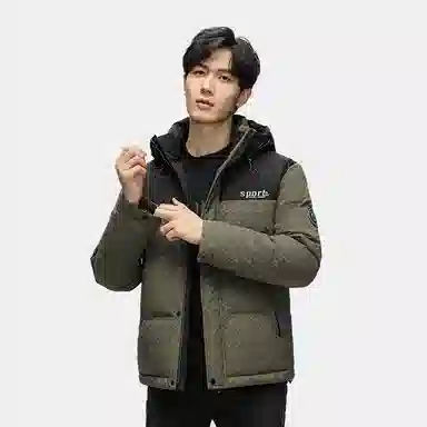 雅鹿 加厚连帽户外运动拼接撞色保暖羽绒服 男款