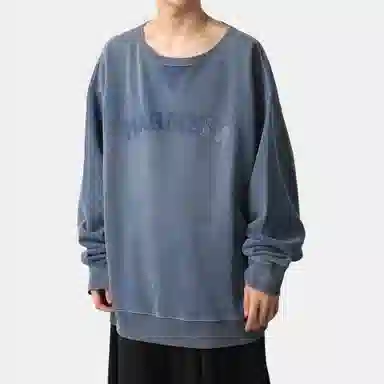 Maison Margiela Logo Embroidered Crewneck Sweatshirt Blue