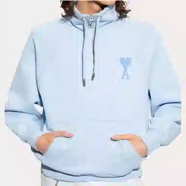 AMIPARIS SS22 Logo Half-Zip Pullover Blue