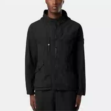 Stone Island SS25 Phantom Nylon Hooded Zip Jacket Black