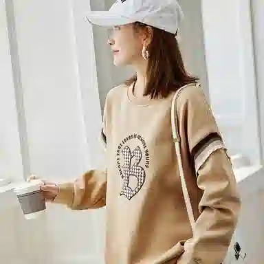 【dme】 休闲字母印花圆领卫衣 女款 奶咖色