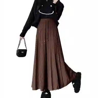 恒源祥 时尚百搭纯色百褶裙休闲长裙 女款