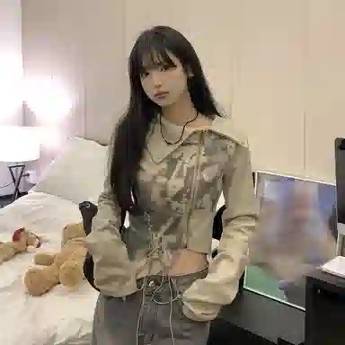 JUFU Long Sleeve Crop Top Grey