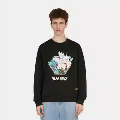 EVISU Eagle Embroidered Logo Crewneck Sweatshirt