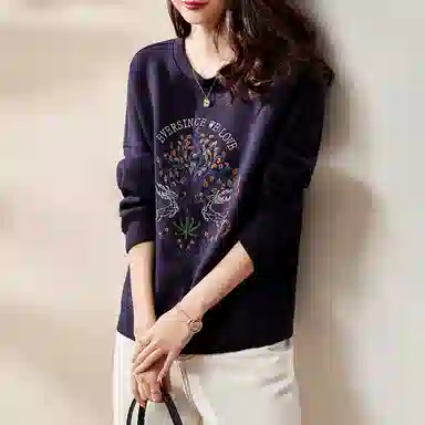 【dme】 几何图形图案印花宽松圆领长袖卫衣 女款 藏青