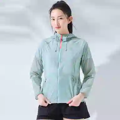 探路者 纯色户外防紫外线透气长袖连帽防晒衣 女款