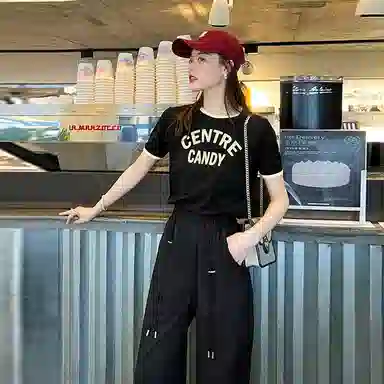美洋 抽绳高腰直筒休闲裤 女款
