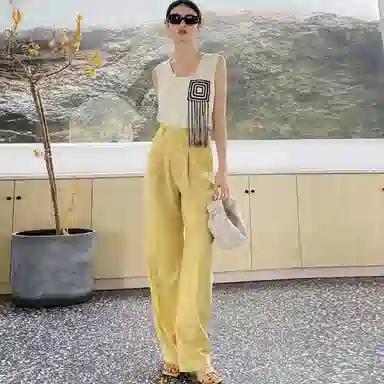 美洋 纯色高腰阔腿休闲长裤 女款