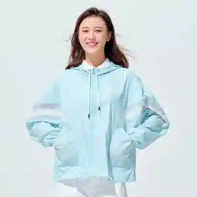 探路者 撞色拉链防晒透气连帽皮肤衣 女款