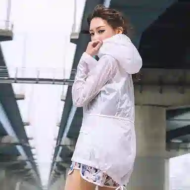 探路者 纯色拉链连帽防晒衣 女款