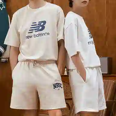 New Balance Letter Logo Crew Neck T-Shirt Ivory