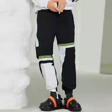 中国李宁 撞色松紧腰运动裤 男款 黑色