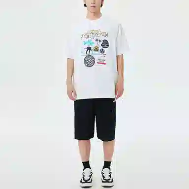 中国李宁 黄金年代 纯色休闲五分短裤 男款 黑色