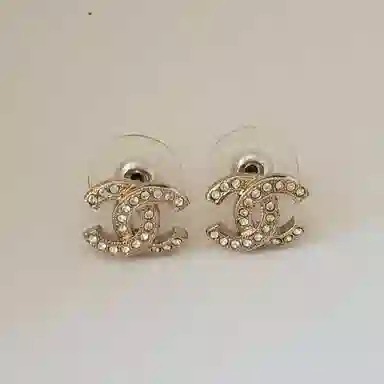 CHANEL Logo Small Gold Earrings