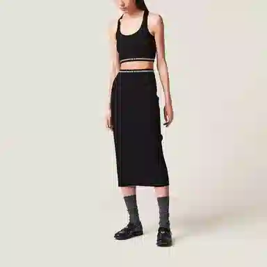 Miu Miu Logo Sleeveless Top Black