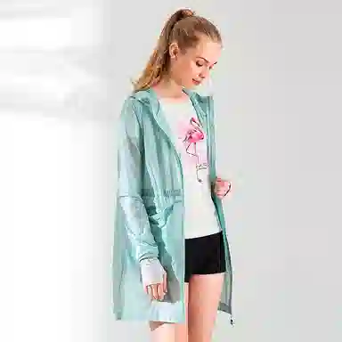 探路者 纯色户外轻薄防泼水防晒连帽皮肤衣 女款