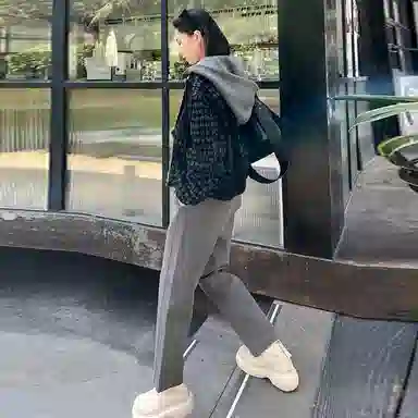 美洋 纯色高腰直筒休闲裤 女款